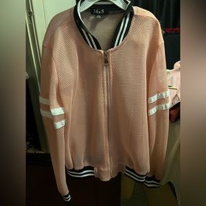 pink mesh bomber